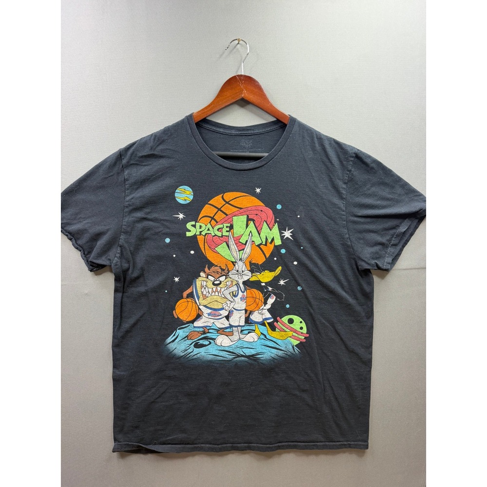 Space Jam Graphic T-Shirt Mens Black Looney Tunes Bugs Bunny Taz XL